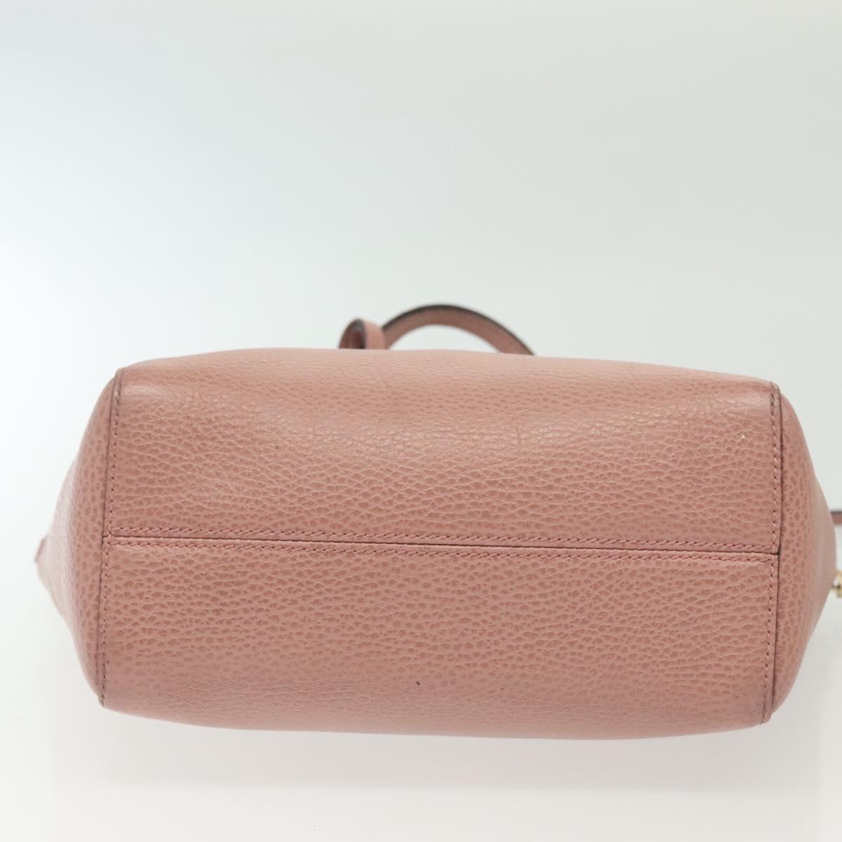 GUCCI Hand Bag Leather 2way Pink Gold 368827 Auth 140949