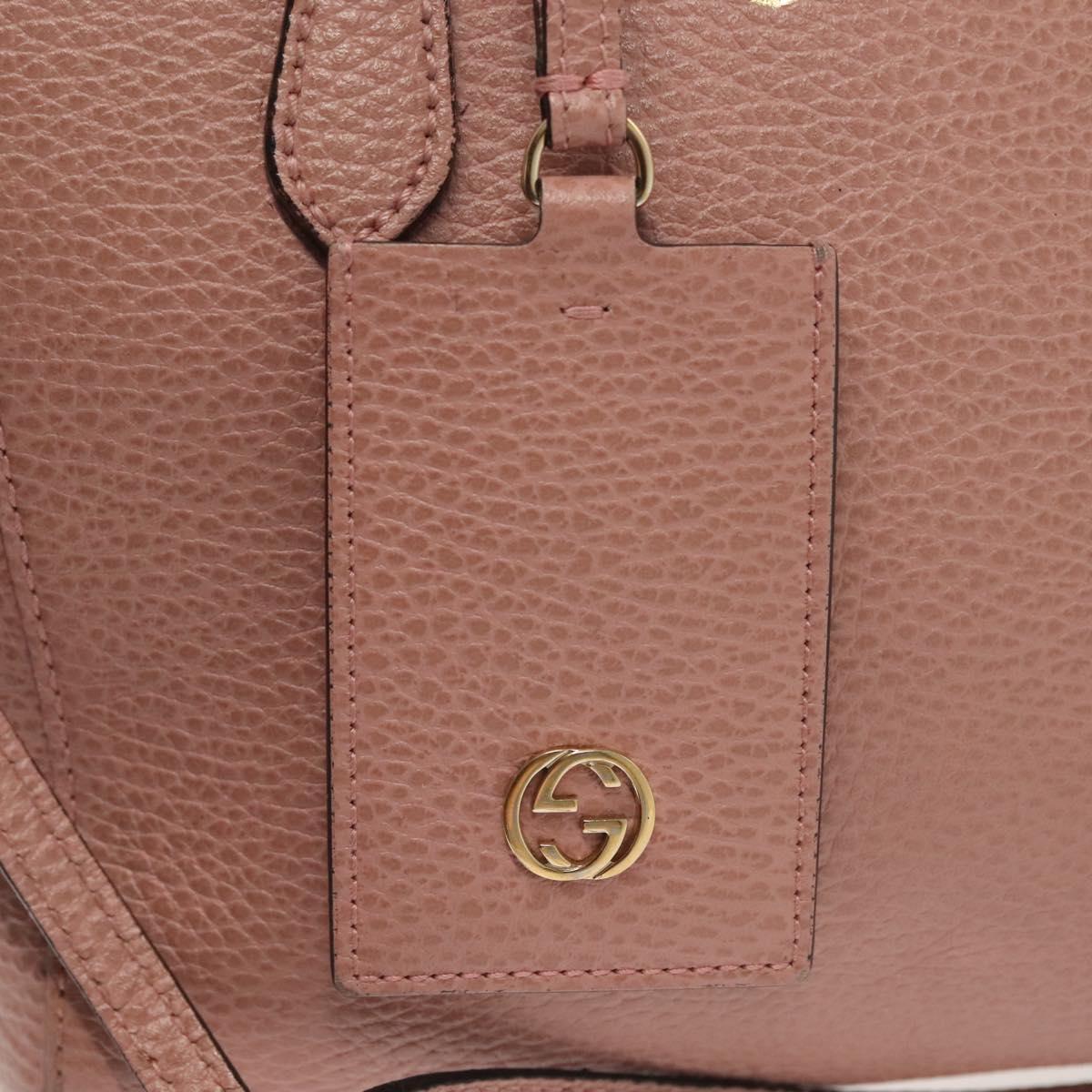 GUCCI Hand Bag Leather 2way Pink Gold 368827 Auth 140949