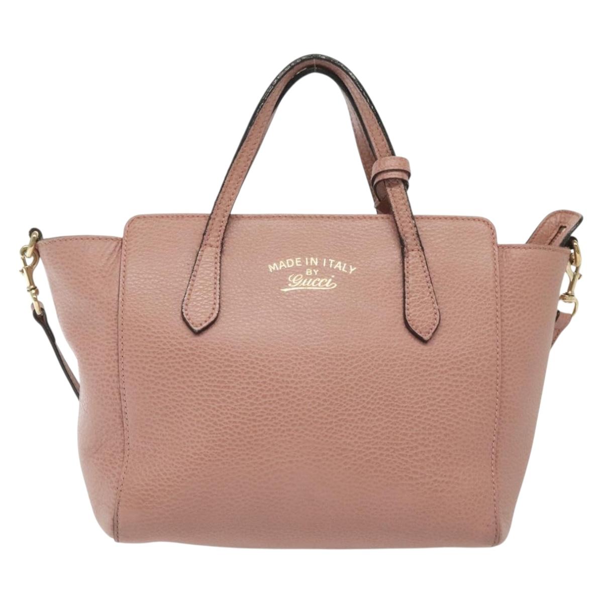 GUCCI Hand Bag Leather 2way Pink Gold 368827 Auth 140949