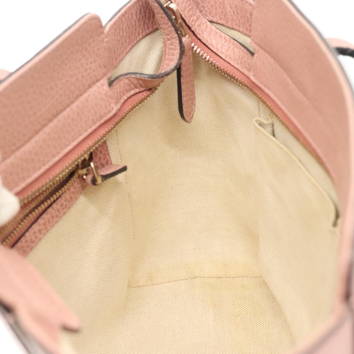 GUCCI Hand Bag Leather 2way Pink Gold 368827 Auth 140949