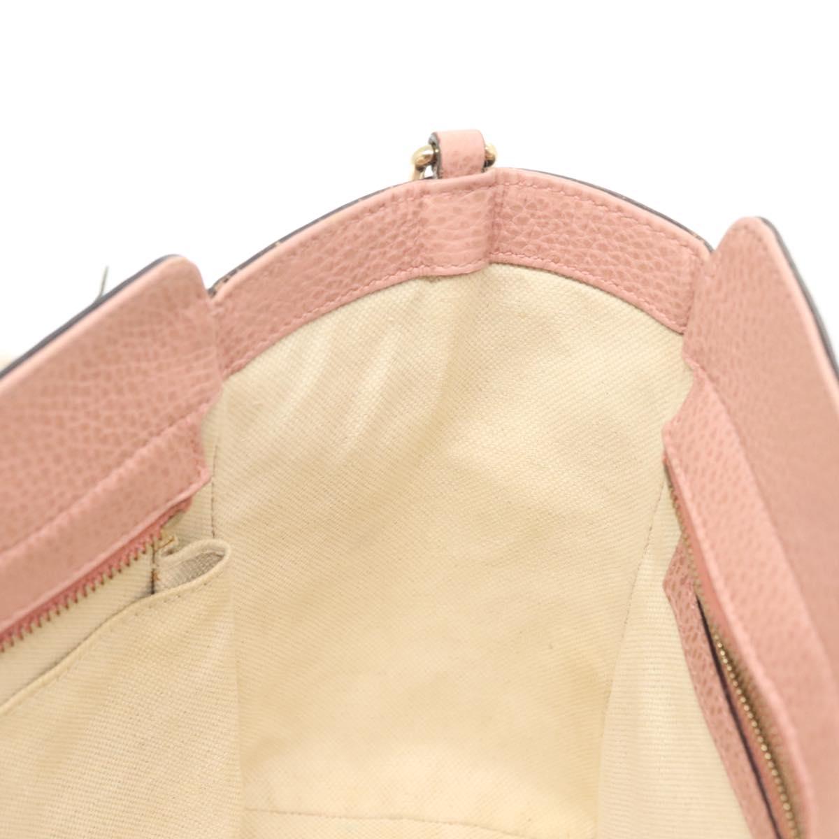 GUCCI Hand Bag Leather 2way Pink Gold 368827 Auth 140949