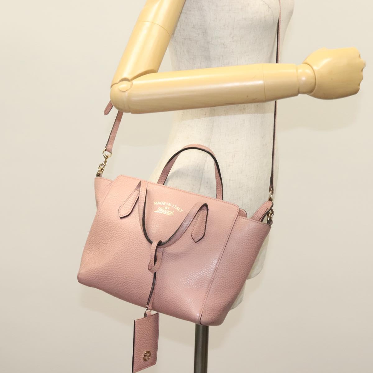 GUCCI Hand Bag Leather 2way Pink Gold 368827 Auth 140949
