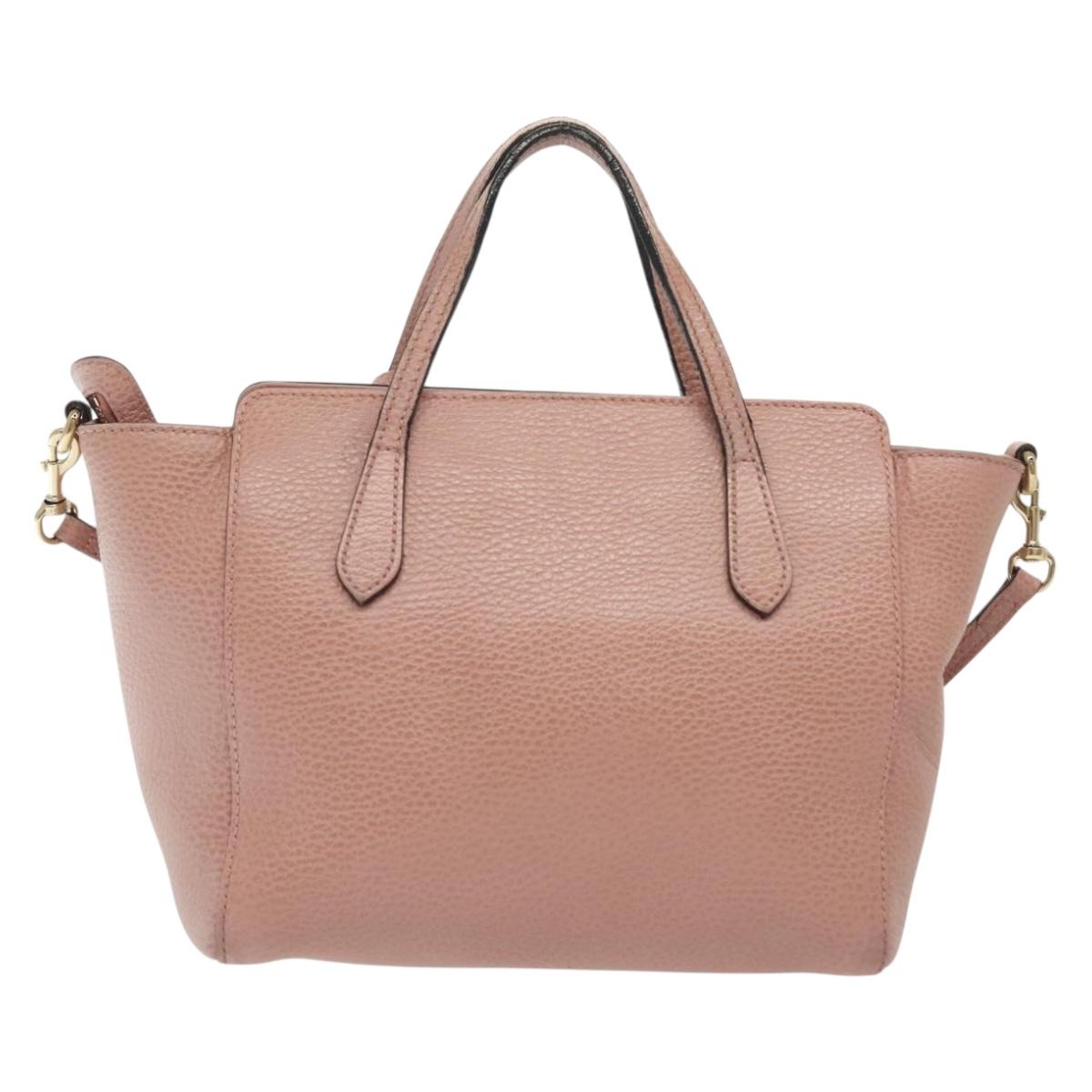 GUCCI Hand Bag Leather 2way Pink Gold 368827 Auth 140949