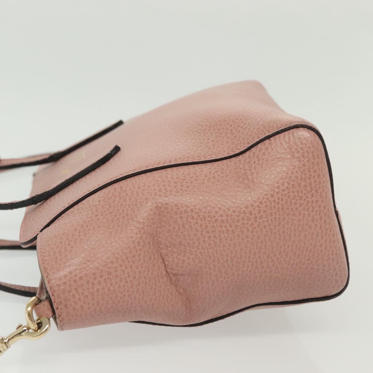GUCCI Hand Bag Leather 2way Pink Gold 368827 Auth 140949