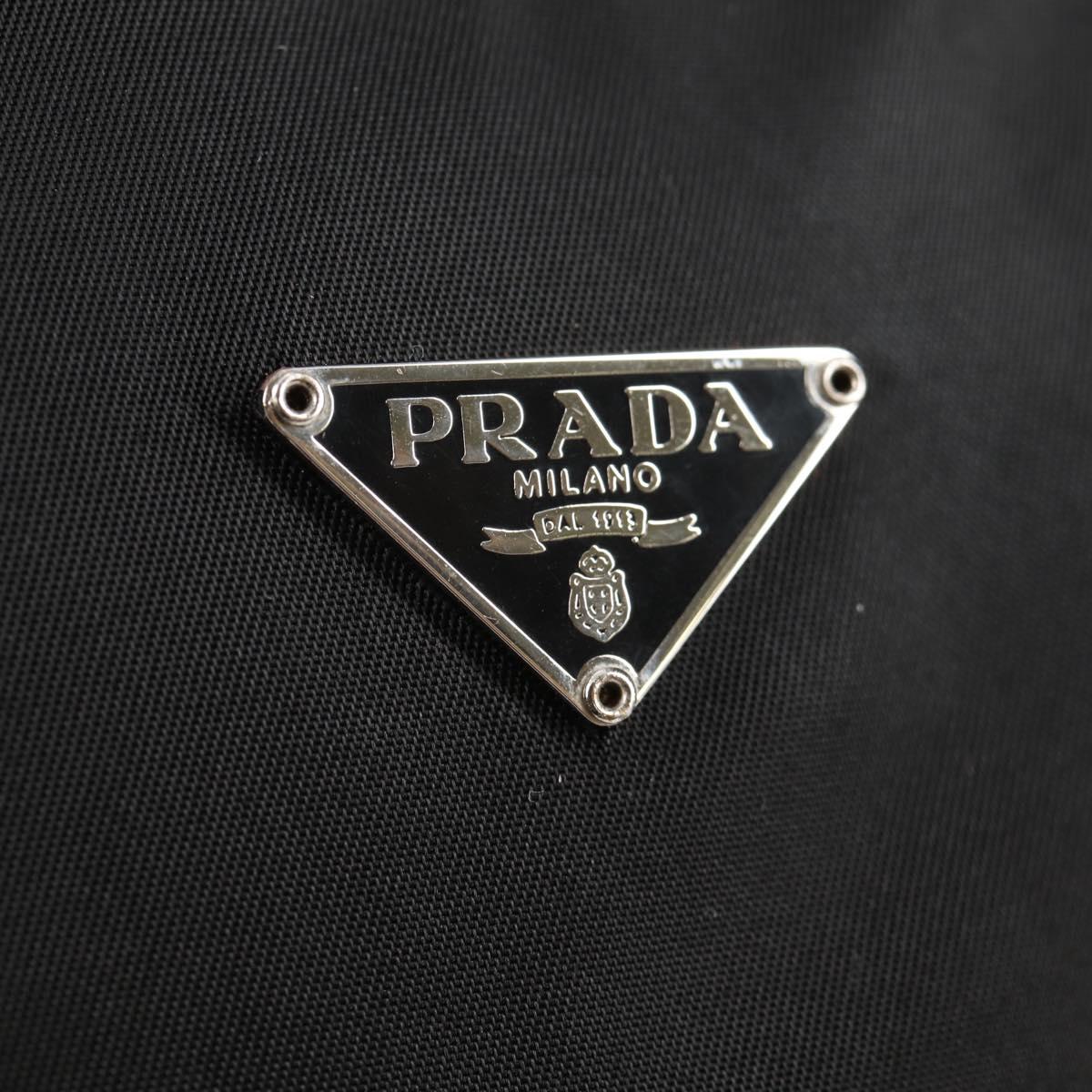 PRADA Hand Bag Nylon Black Silver Auth 140951V
