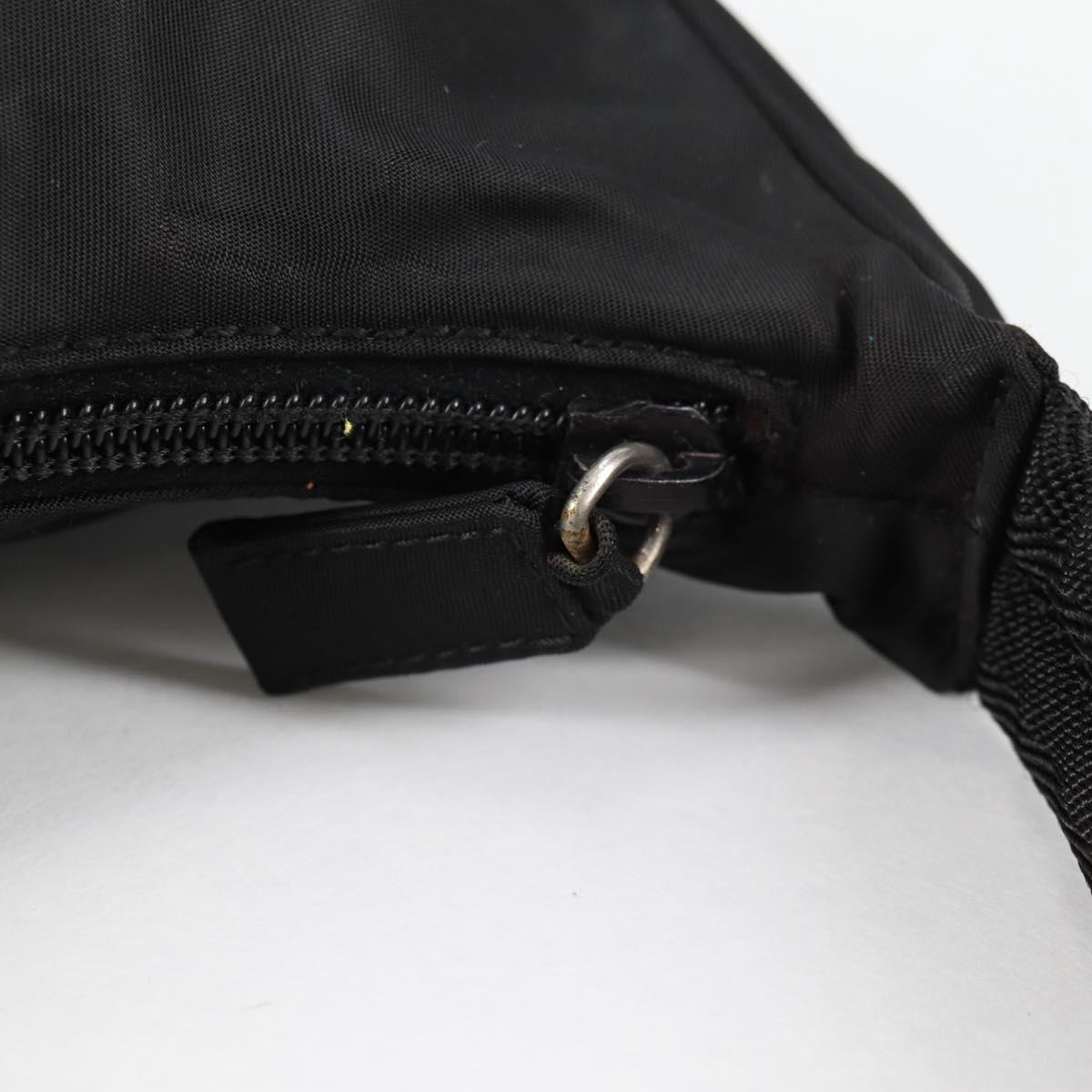 PRADA Hand Bag Nylon Black Silver Auth 140951V
