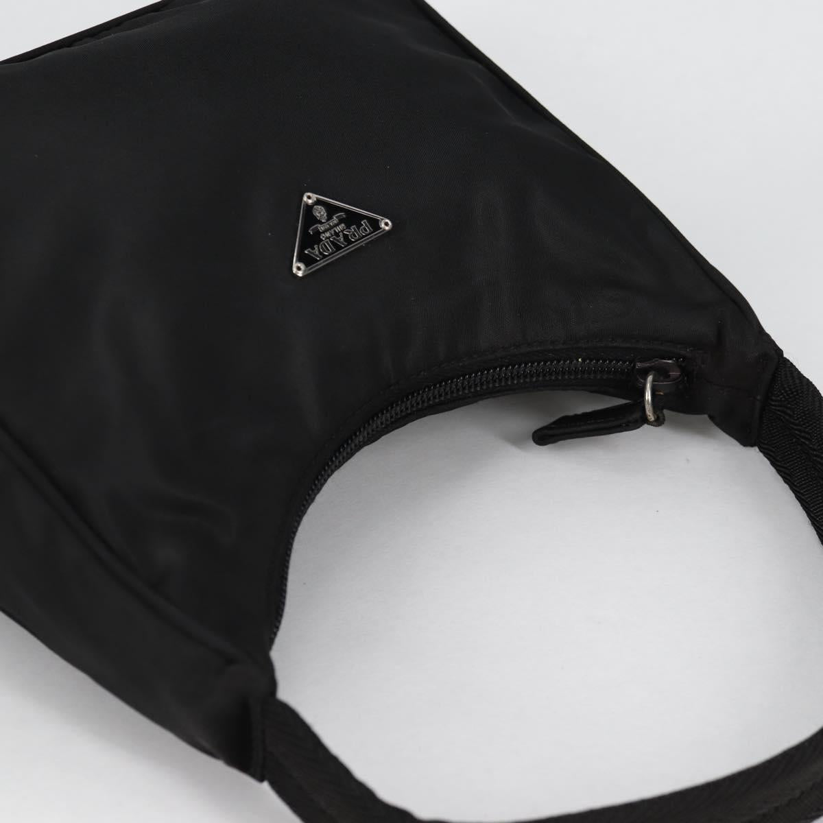PRADA Hand Bag Nylon Black Silver Auth 140951V