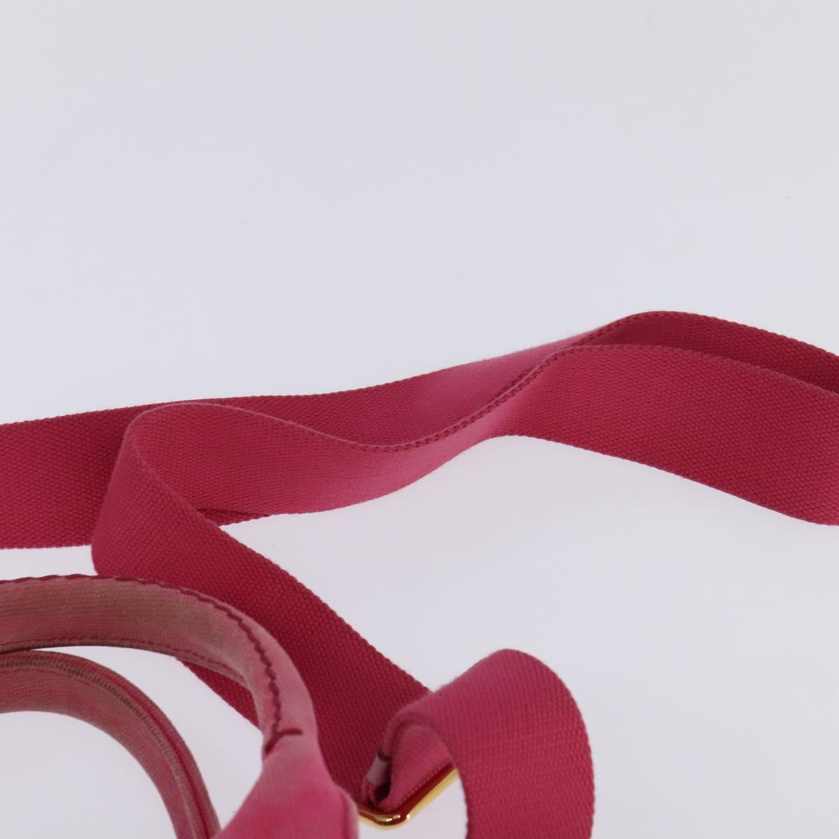 PRADA Canapa PM Hand Bag Canvas 2way Pink Gold Auth 140952