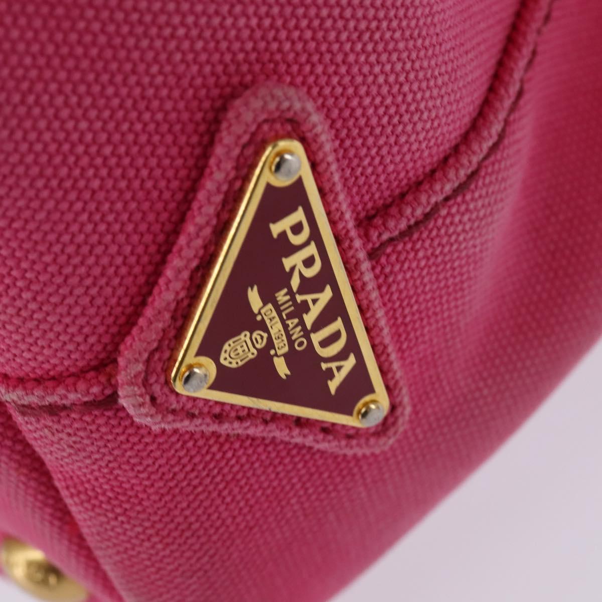 PRADA Canapa PM Hand Bag Canvas 2way Pink Gold Auth 140952
