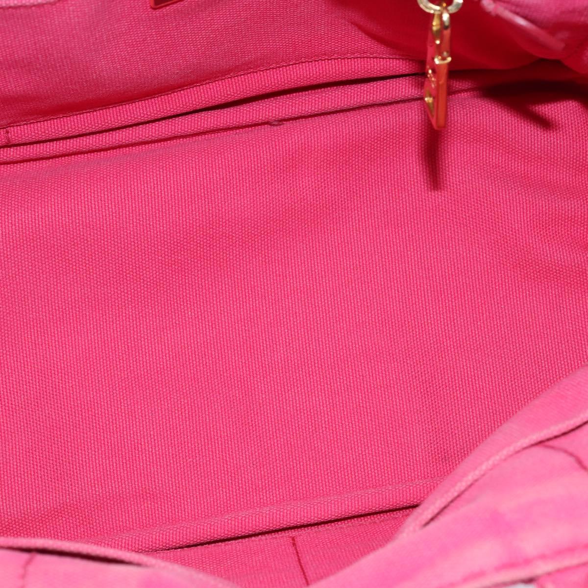 PRADA Canapa PM Hand Bag Canvas 2way Pink Gold Auth 140952