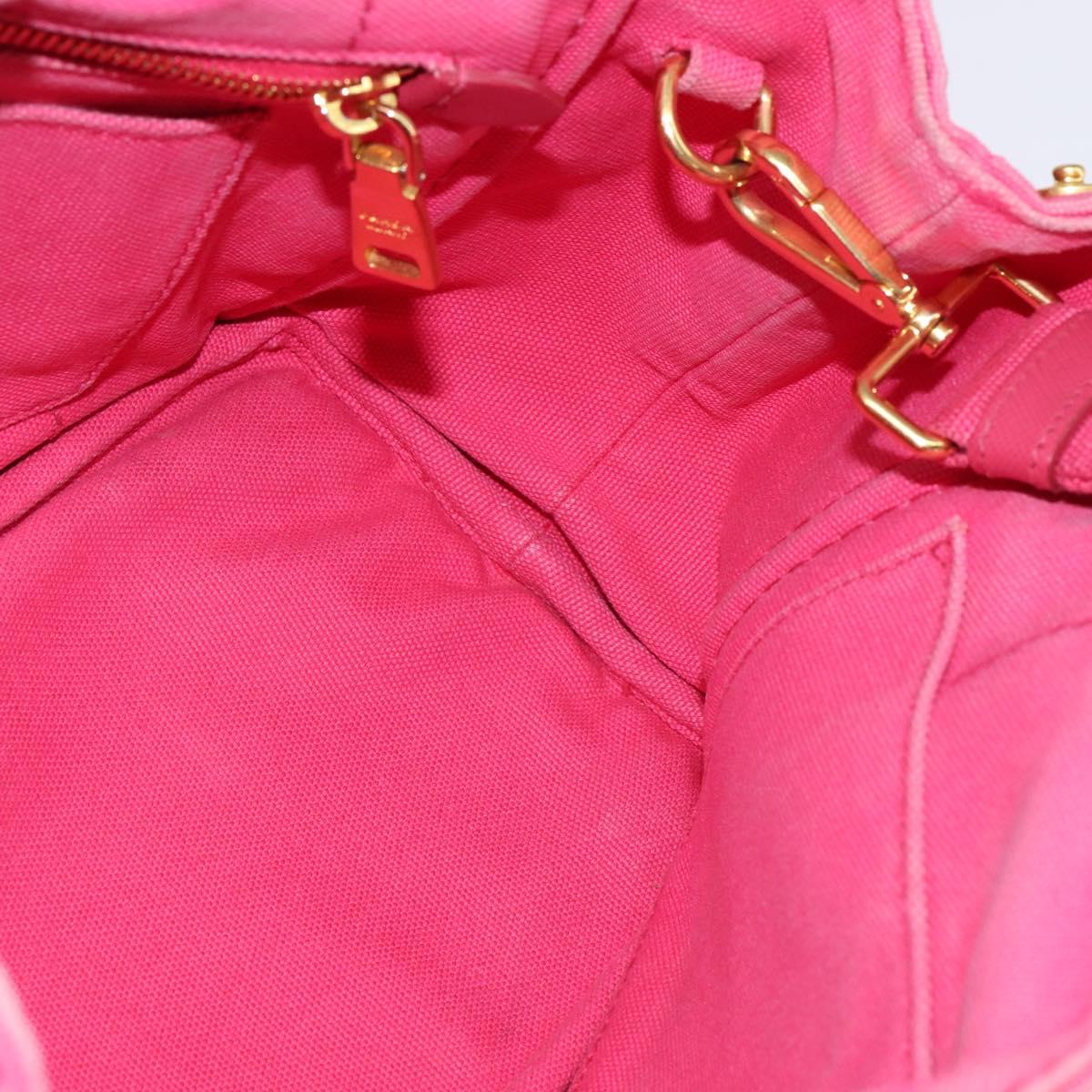 PRADA Canapa PM Hand Bag Canvas 2way Pink Gold Auth 140952
