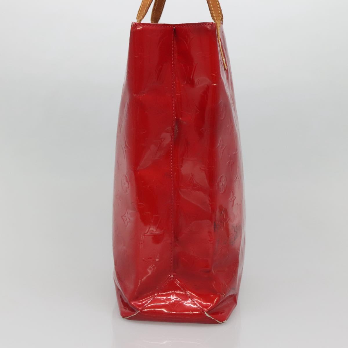 LOUIS VUITTON Monogram Vernis Reade MM Hand Bag Red Rouge M91086 LV Auth 140955