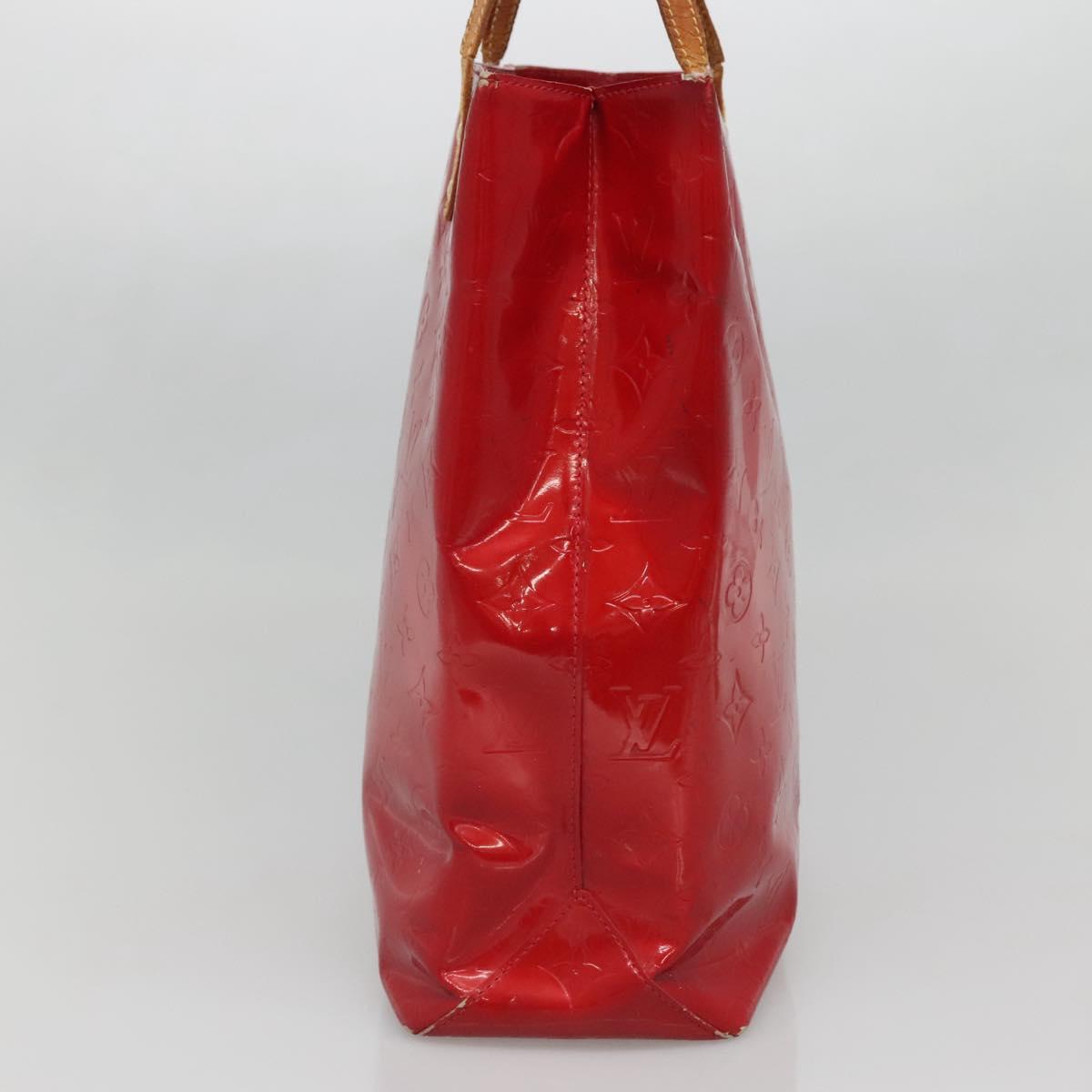 LOUIS VUITTON Monogram Vernis Reade MM Hand Bag Red Rouge M91086 LV Auth 140955