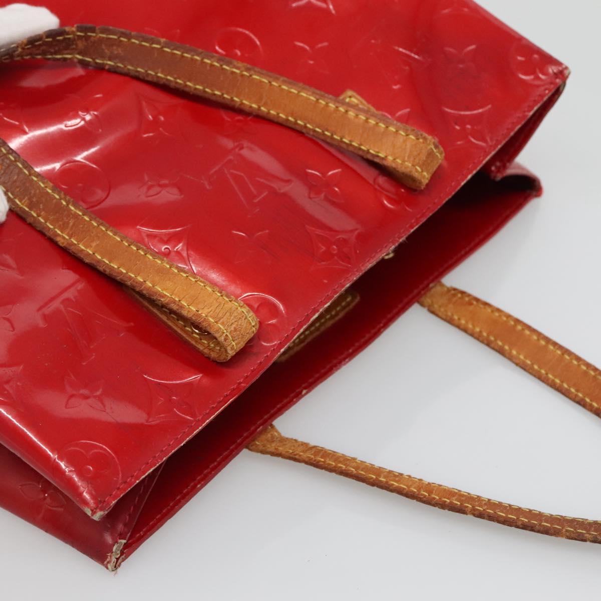 LOUIS VUITTON Monogram Vernis Reade MM Hand Bag Red Rouge M91086 LV Auth 140955