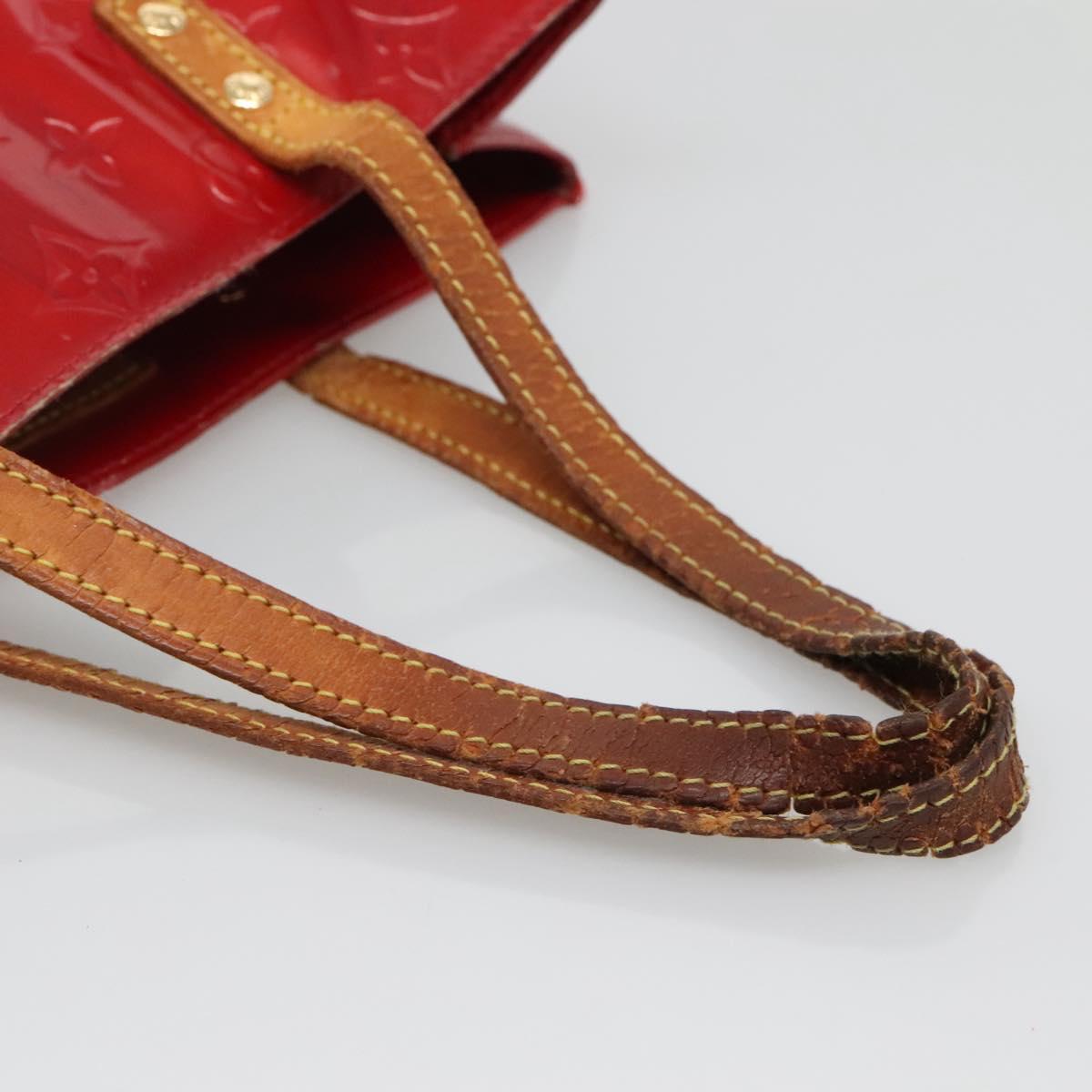 LOUIS VUITTON Monogram Vernis Reade MM Hand Bag Red Rouge M91086 LV Auth 140955