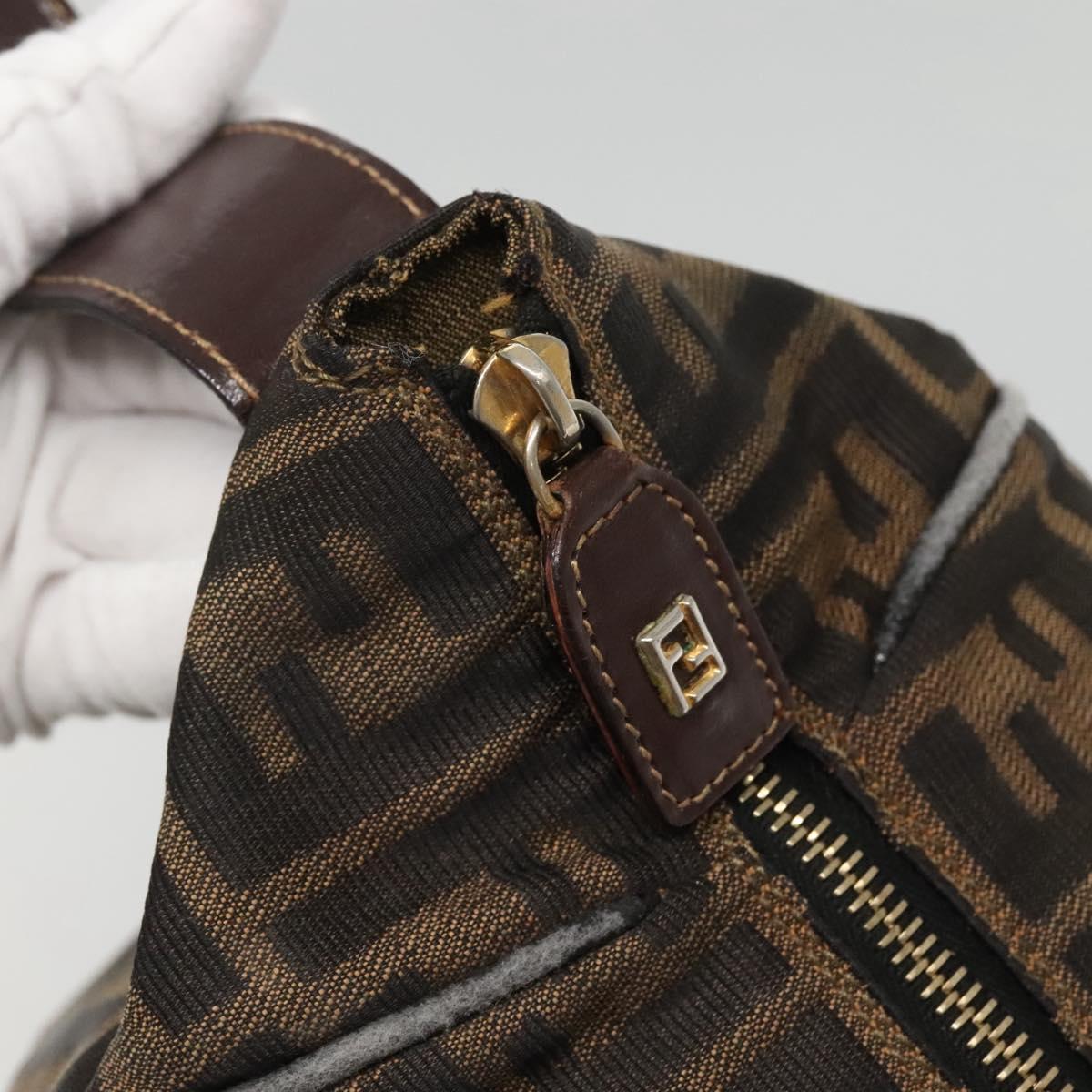 FENDI Zucca Canvas Hand Bag Black Brown gold Auth 140964