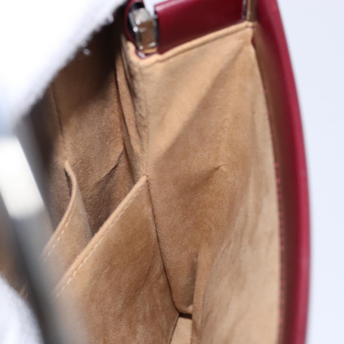 CARTIER Trinity Hand Bag Leather Metal Bordeaux Gold Silver Auth 140969