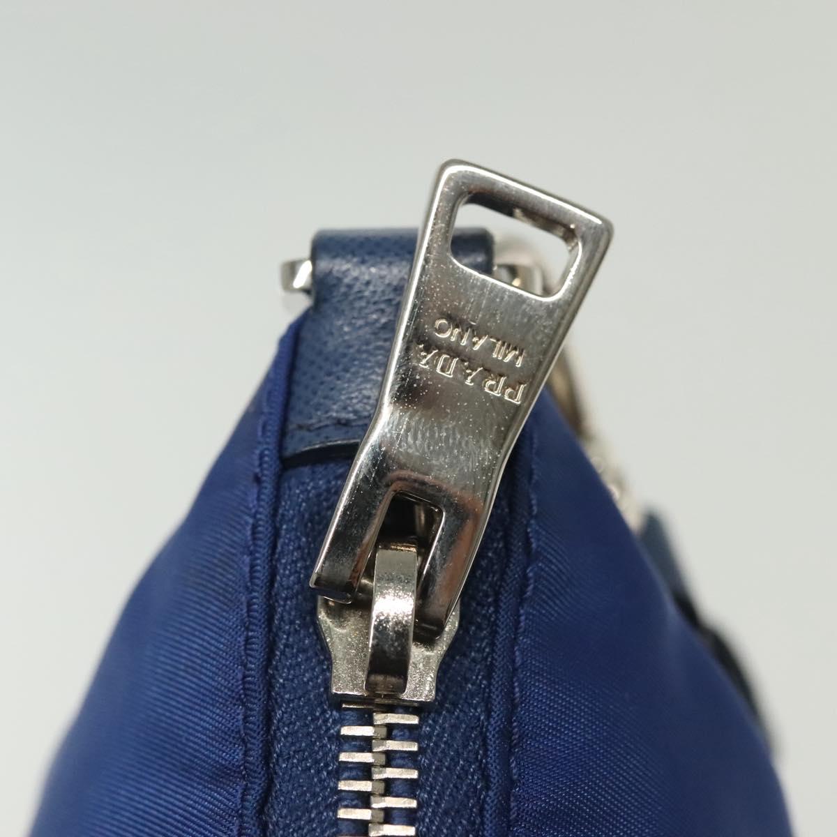 PRADA Shoulder Bag Nylon Blue Silver Auth 140970