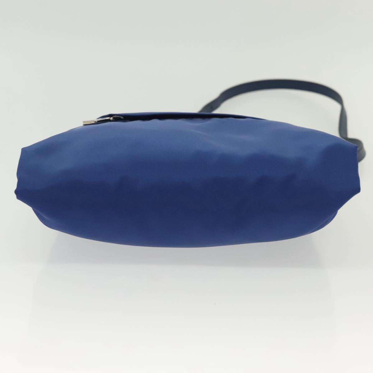 PRADA Shoulder Bag Nylon Blue Silver Auth 140970