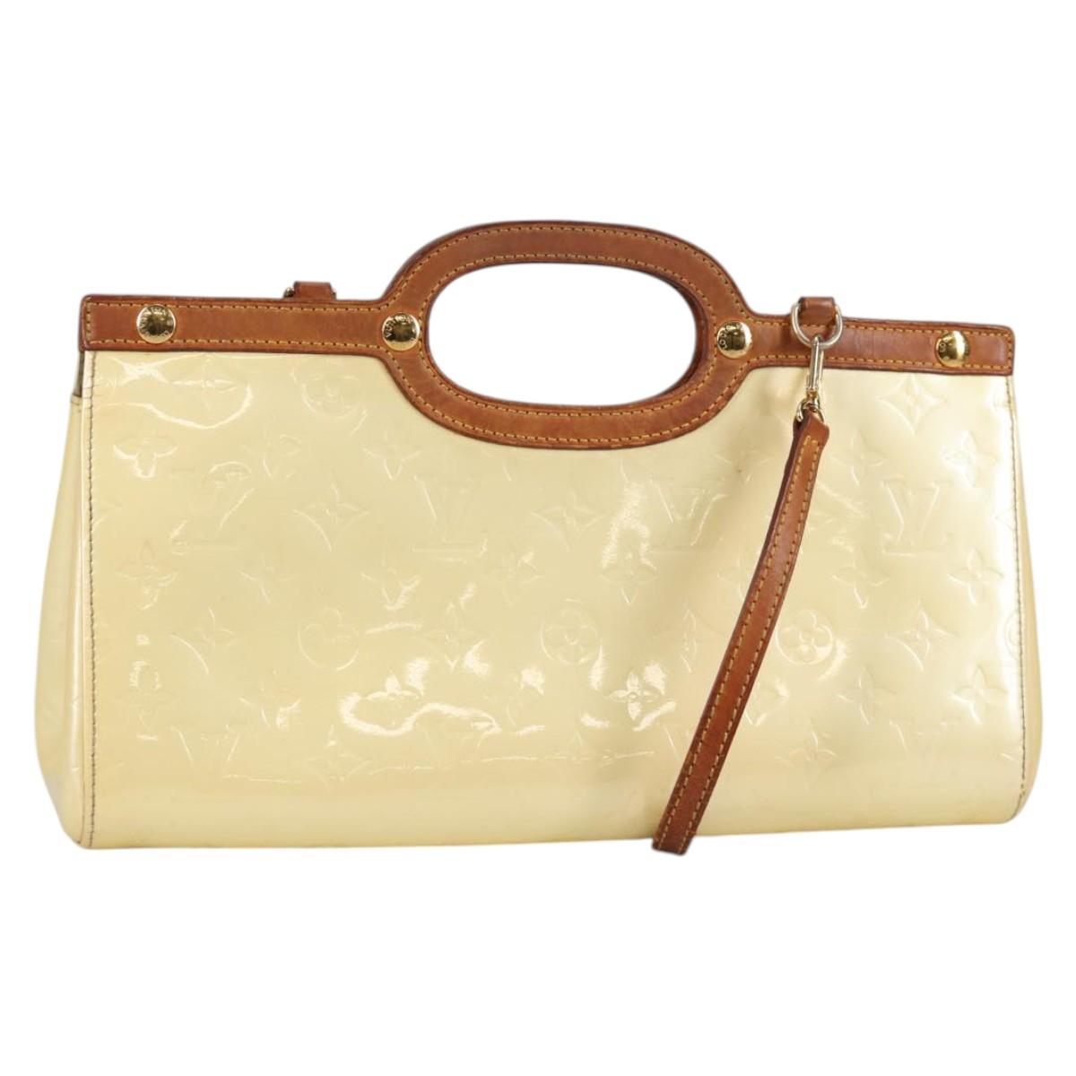 LOUIS VUITTON Monogram Vernis Roxbury Drive Hand Bag Perle M91374 Auth 140981