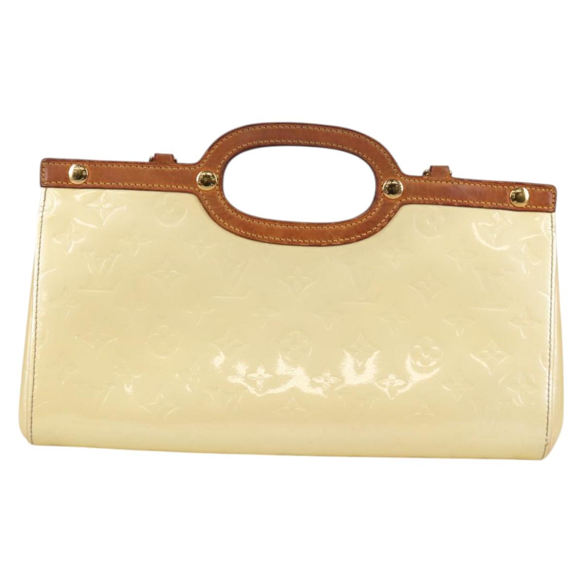 LOUIS VUITTON Monogram Vernis Roxbury Drive Hand Bag Perle M91374 Auth 140981