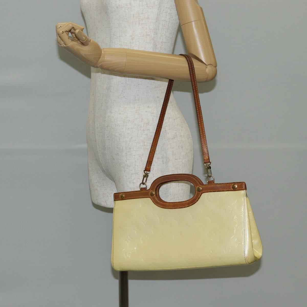 LOUIS VUITTON Monogram Vernis Roxbury Drive Hand Bag Perle M91374 Auth 140981
