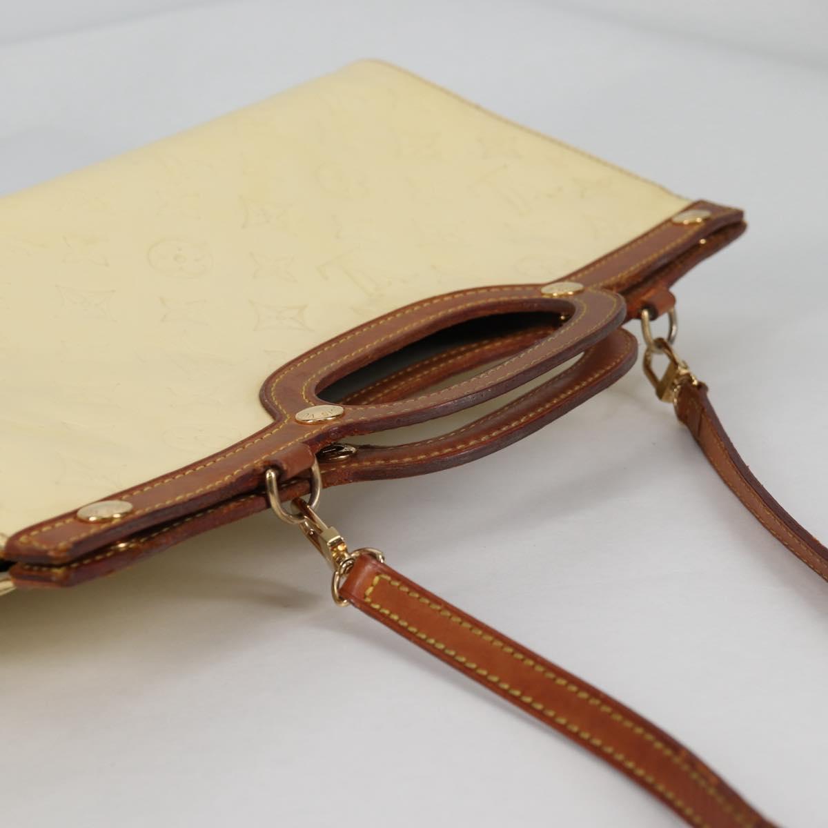 LOUIS VUITTON Monogram Vernis Roxbury Drive Hand Bag Perle M91374 Auth 140981