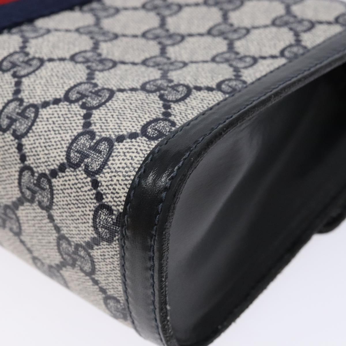 GUCCI GG Supreme Sherry Line Clutch Bag PVC Navy Gold 67 014 3087 Auth 140986