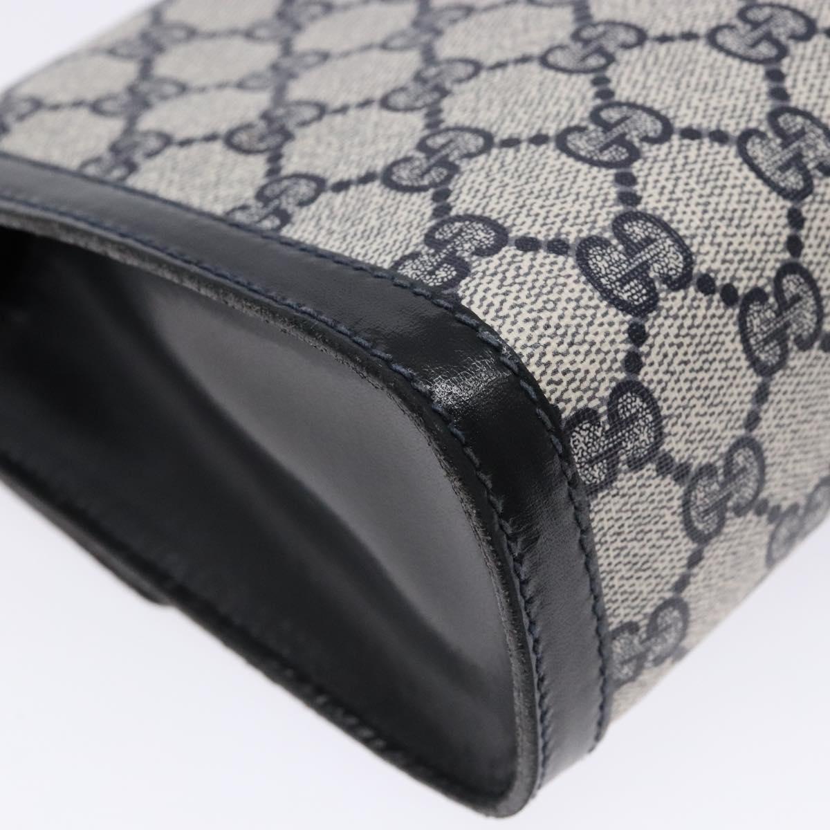 GUCCI GG Supreme Sherry Line Clutch Bag PVC Navy Gold 67 014 3087 Auth 140986