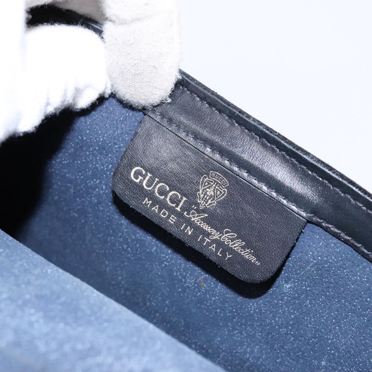 GUCCI GG Supreme Sherry Line Clutch Bag PVC Navy Gold 67 014 3087 Auth 140986