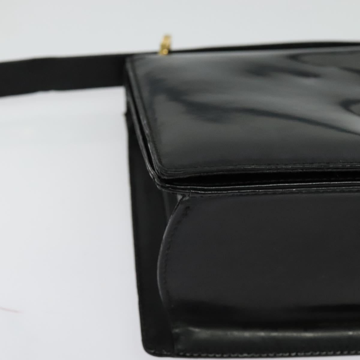 Salvatore Ferragamo Gancini Shoulder Bag Leather Black Gold Auth 140988