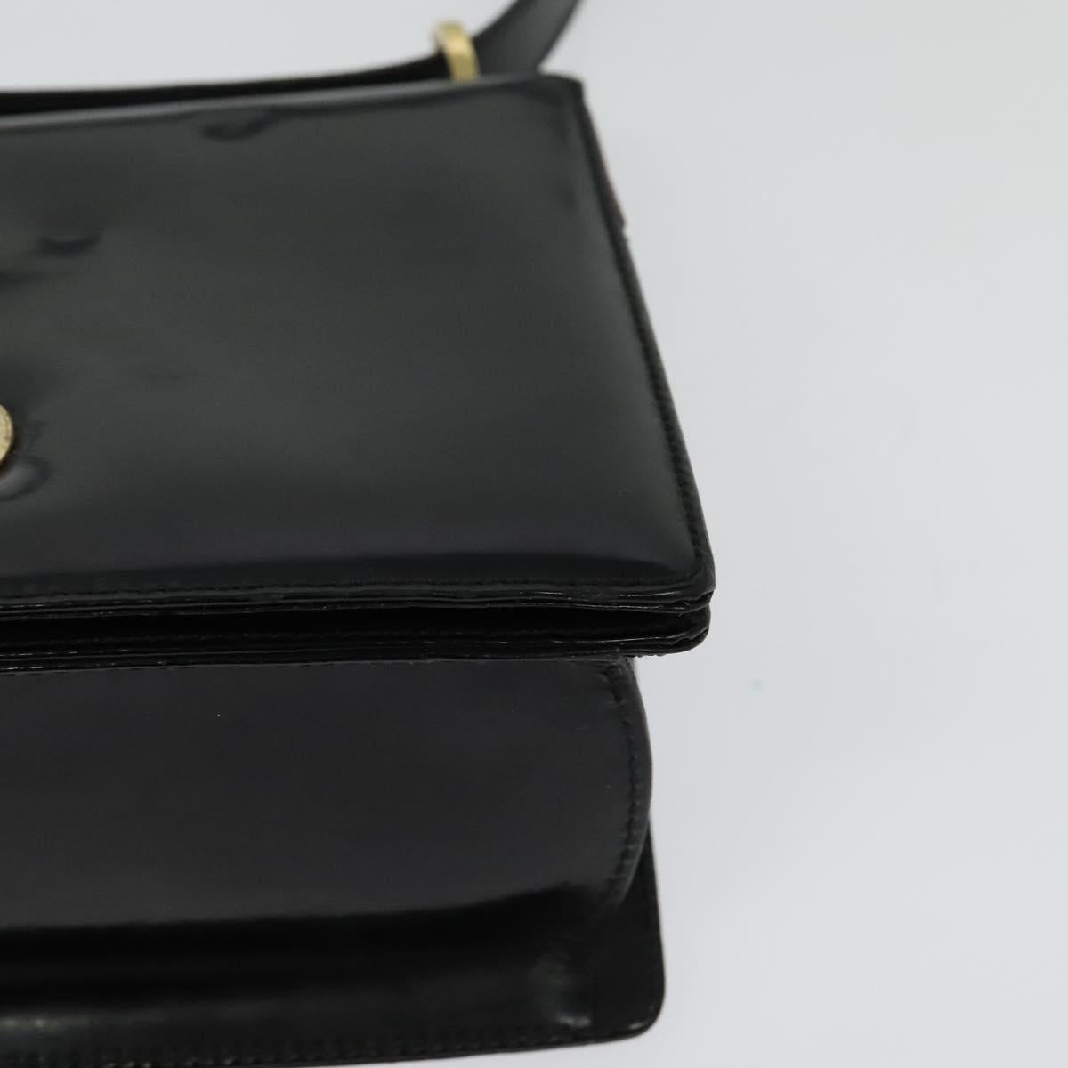 Salvatore Ferragamo Gancini Shoulder Bag Leather Black Gold Auth 140988
