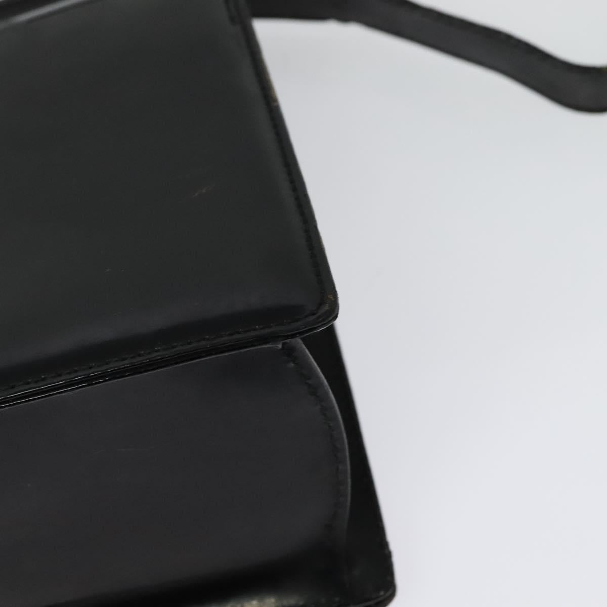 Salvatore Ferragamo Gancini Shoulder Bag Leather Black Gold Auth 140988
