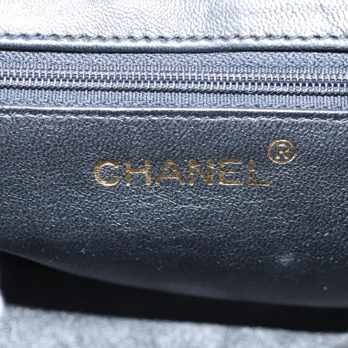 CHANEL Sequin Shoulder Bag Leather White Gold CC Auth 140995