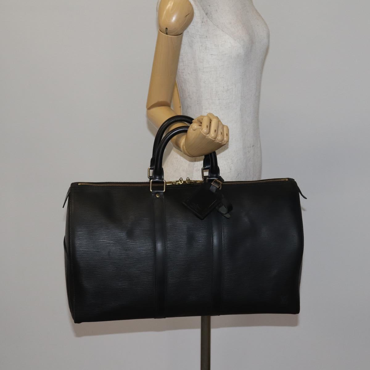 LOUIS VUITTON Epi Keepall 45 Boston Bag Black M42972 LV Auth 141001