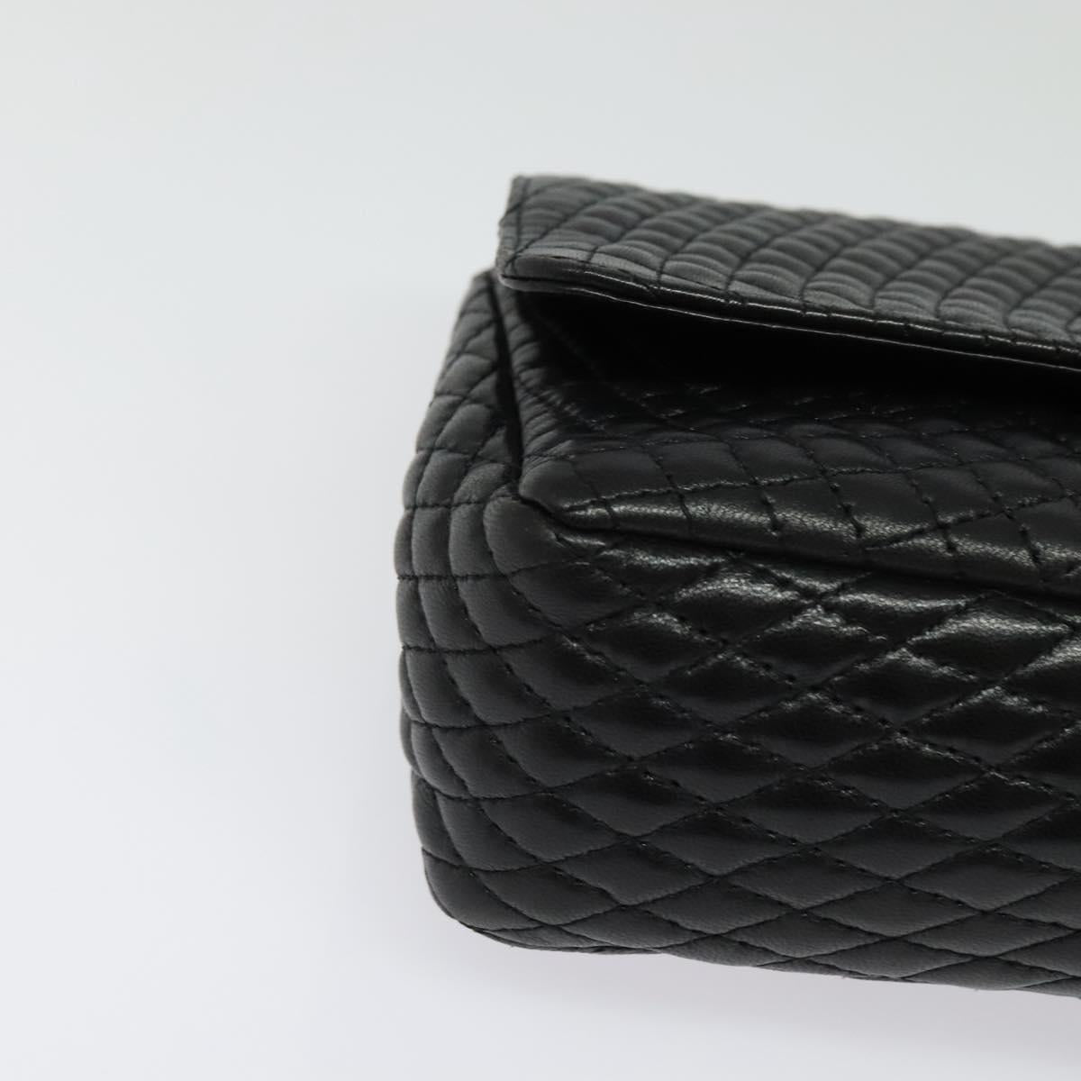 BALLY Chain Shoulder Bag Leather Black Gold Auth 141002