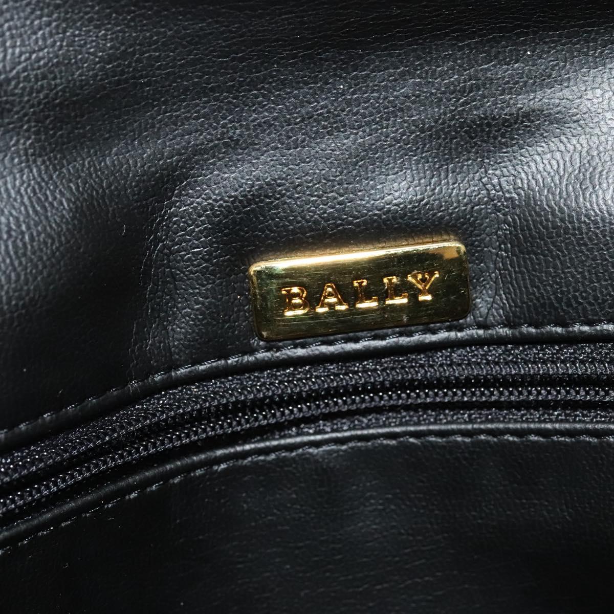 BALLY Chain Shoulder Bag Leather Black Gold Auth 141002