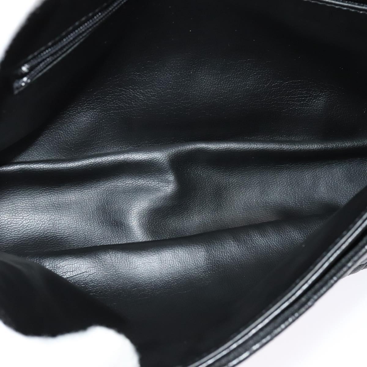 BALLY Chain Shoulder Bag Leather Black Gold Auth 141002