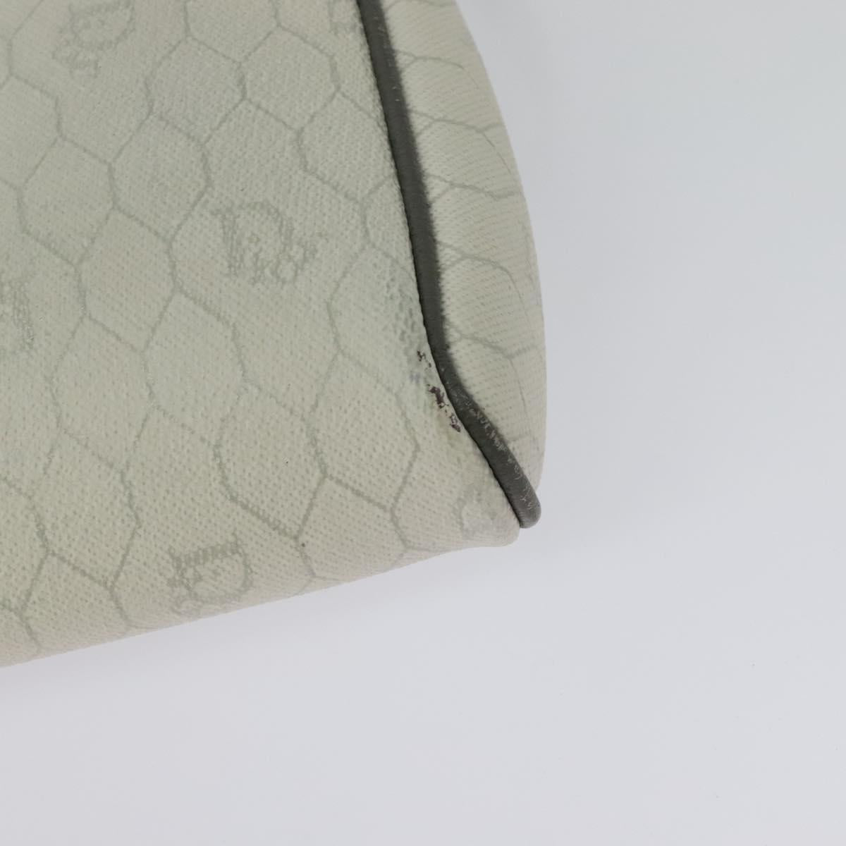 Christian Dior Honeycomb Canvas Shoulder Bag PVC White Gold Auth 141006