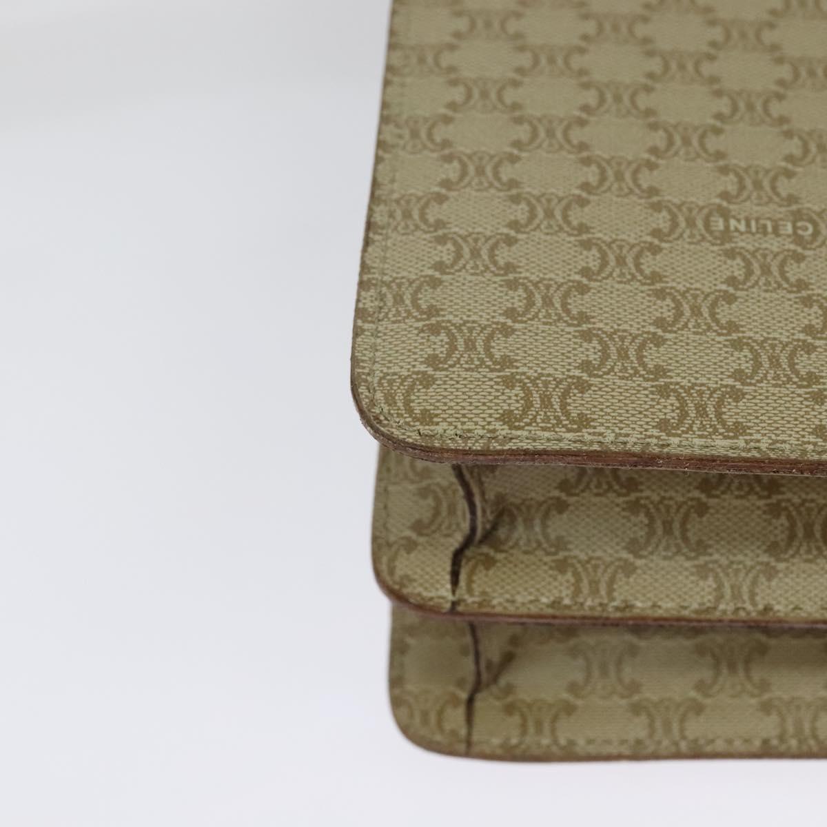 CELINE Macadam Canvas Hand Bag PVC 2way Beige Gold Auth 141009