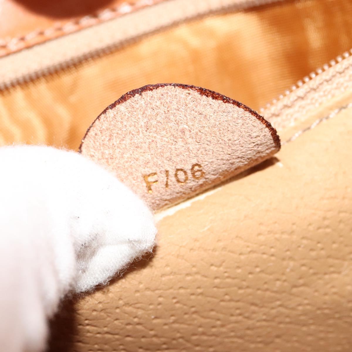 CELINE Macadam Canvas Hand Bag PVC 2way Beige Gold Auth 141009