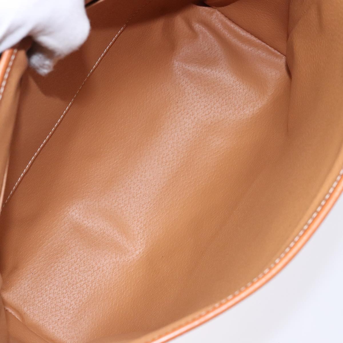 CELINE Macadam Canvas Hand Bag PVC Leather Brown Gold Auth 141010