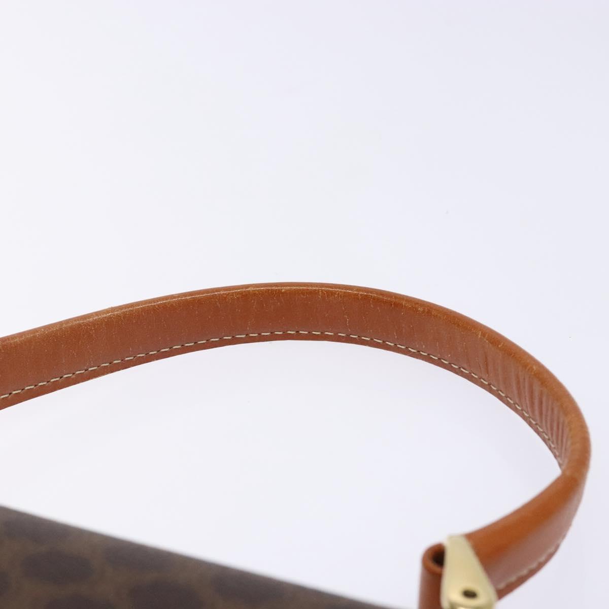 CELINE Macadam Canvas Hand Bag PVC Leather Brown Gold Auth 141010