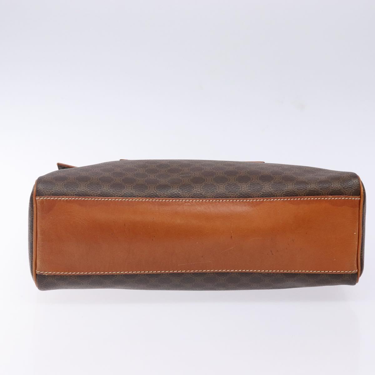 CELINE Macadam Canvas Hand Bag PVC Leather Brown Gold Auth 141010