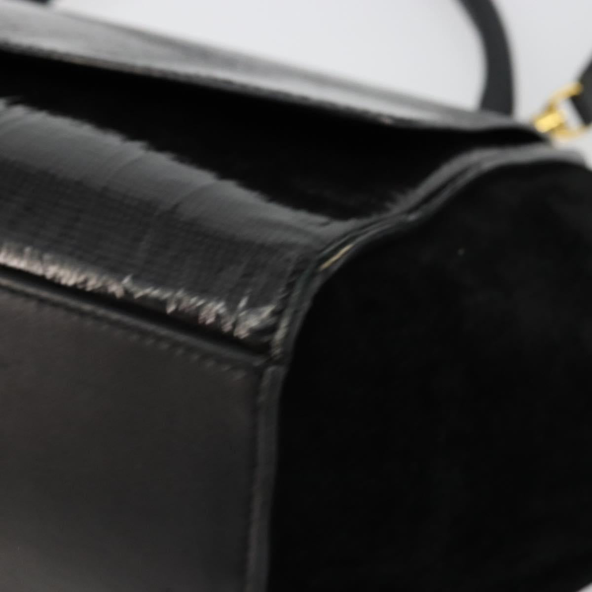 CELINE Trapeze Hand Bag Leather 2way Black Gold Auth 141011