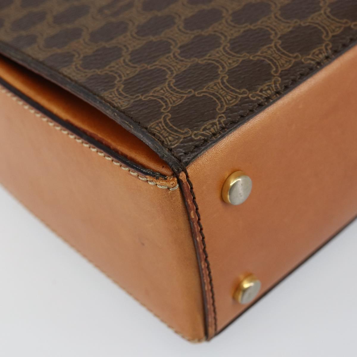 CELINE Macadam Canvas Hand Bag PVC Brown Gold Auth 141027