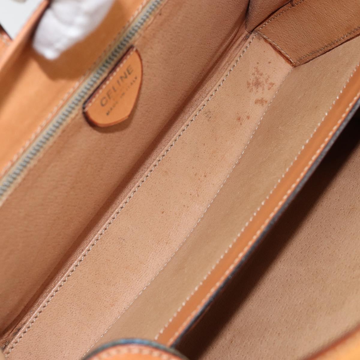 CELINE Macadam Canvas Hand Bag PVC Brown Gold Auth 141027