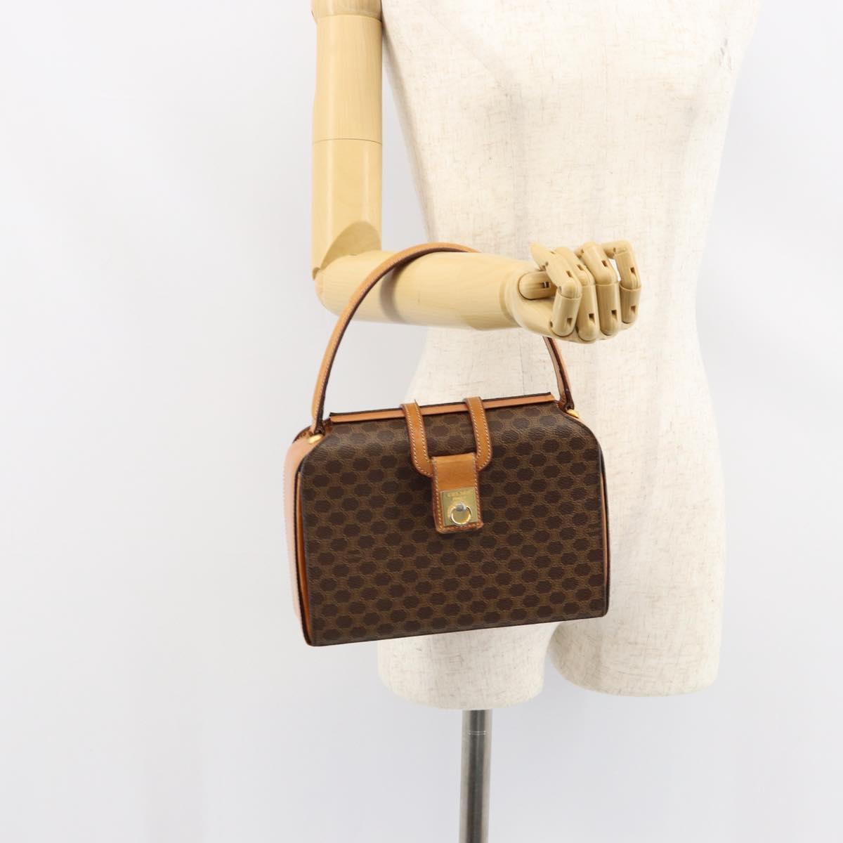 CELINE Macadam Canvas Hand Bag PVC Brown Gold Auth 141027