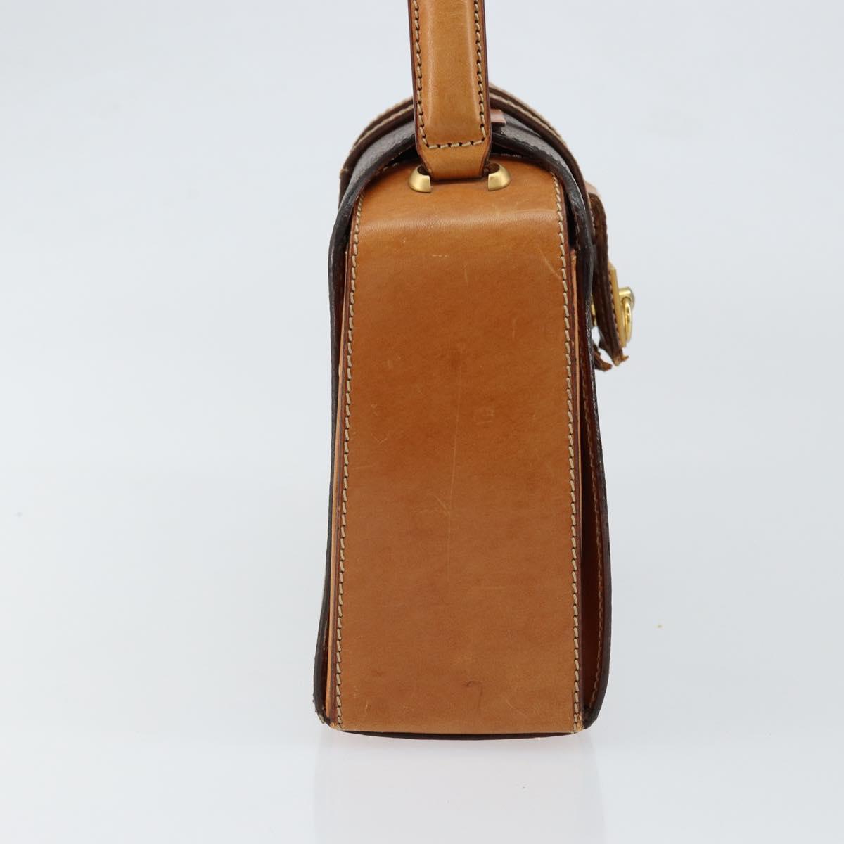 CELINE Macadam Canvas Hand Bag PVC Brown Gold Auth 141027