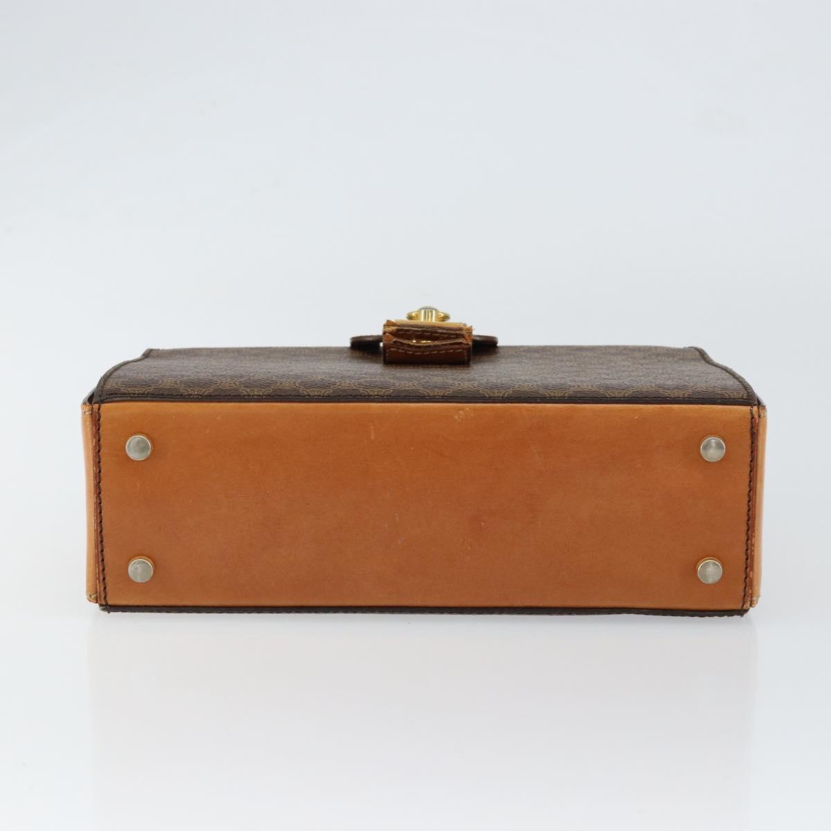 CELINE Macadam Canvas Hand Bag PVC Brown Gold Auth 141027